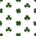 Seamless pattern St Patricks Day Clover buffalo plaid. Shamrock ornament vector illustration Royalty Free Stock Photo